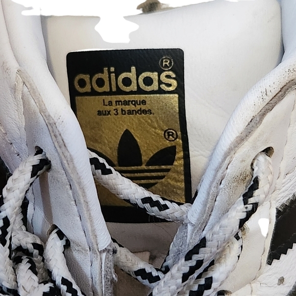 Adidas Superstar original white black gold metallic striped pull-on sneaker shoe - Picture 8 of 10
